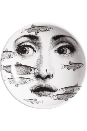 FORNASETTI Home, unisex, Sort, ONE SIZE, Rund Askebæger Tema og Variationer