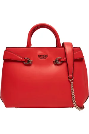 Guess Taske, Dame, Rød, ONE SIZE, Uld, Rød håndtaske med metallogo detalje