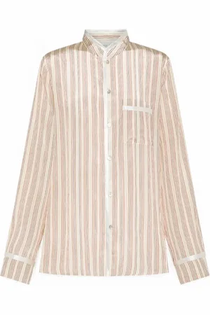FORTE FORTE Bluser & Skjorter, Dame, Lyserød, S, Satin, Stribet Mao Krave Skjorte