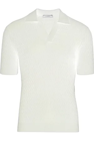 Paolo Pecora Top, Herre, Hvid, S, Bomuld, Diagonal Elegance Bomuld Strik Tee