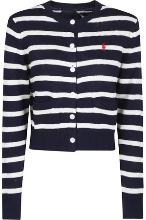 Ralph Lauren Strik, Dame, Flerfarvet, S, Uld, Stilfuld Cropped Cardigan Sweater