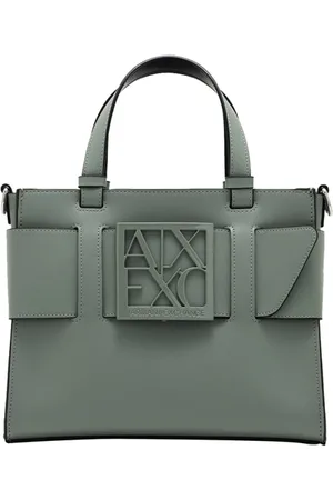 Armani Exchange Taske, Dame, Grøn, ONE SIZE, Læder, Grøn Syntetisk Læder Håndtaske med Gyldne Detaljer