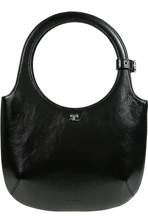 Courrèges Taske, Dame, Sort, ONE SIZE, Uld, Læder skuldertaske med justerbar rem