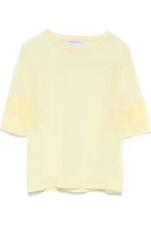 ERMANNO SCERVINO Top, Dame, Gul, M, Gennemsigtig T-shirt Elegant Casual Mode Top