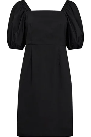 Co`Couture Kjole, Dame, Sort, XS, Bomuld, Sort Knudekjole med Pufærmer