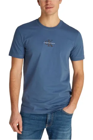 Calvin Klein Top, Herre, Blå, 3XL, Bomuld, Lysblå Bomulds T-shirt
