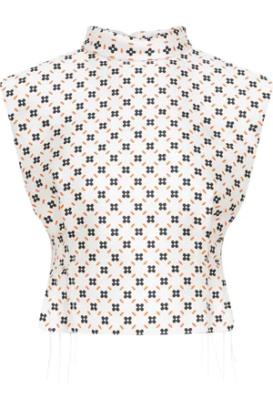 Lanvin Top, Dame, Hvid, S, Polyester, Blomstret Geometrisk Ærmeløs Top Nøgen