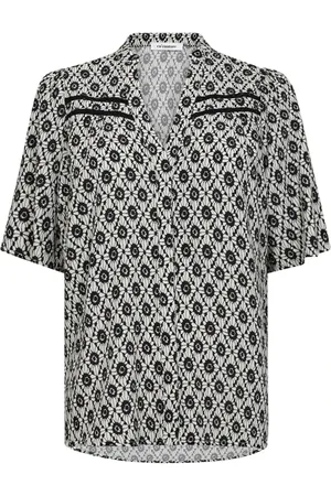 Co`Couture Bluser & Skjorter, Dame, Sort, XL, Kortærmet skjorte med V-udskæring