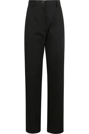 Sportmax Bukser, Dame, Sort, 2XS, Bomuld, Bredbenede bukser med lynlås og knapper