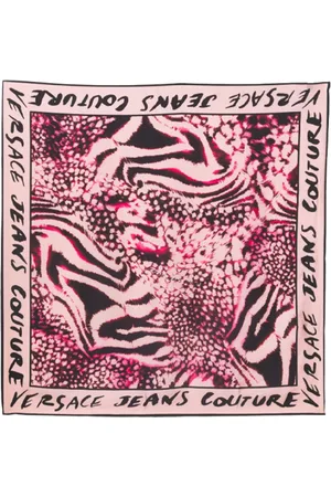 VERSACE Tilbehør, Dame, Lyserød, ONE SIZE, Animal Print Silk Scarf