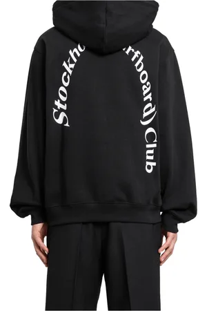 Stockholm Surfboard Club Sweathshirts & Hoodies, Herre, Sort, XL, Uld, Sort Kangaroo Lomme Hoodie med Logo