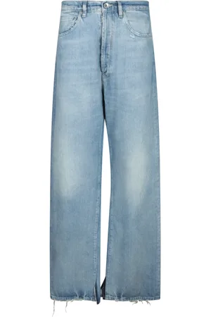 Maison Margiela Jeans, Herre, Blå, W32, Blå afslappede bukser med frynsekant