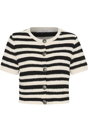 Gestuz Strik, Dame, Sort, XS, Bomuld, Maritimt inspireret Stribet Cardigan