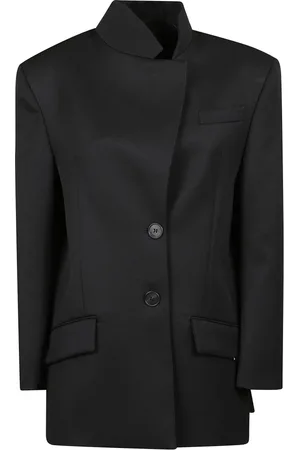 The Attico Frakke, Dame, Sort, XS, Uld, Sort Blazer med Frontlukning Lomme