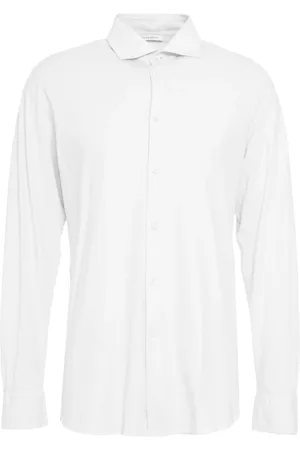 Paolo Pecora Skjorte, Herre, Hvid, 2XL, Hvid Spread Krave Skjorte Ss25