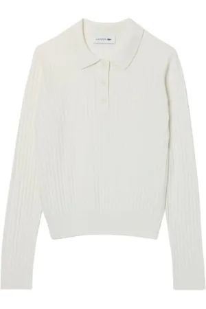 Lacoste Strik, Dame, Hvid, S, Bomuld, Bomuld og Uld Regular Fit Pullover