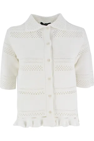 Fabiana Filippi Strik, Dame, Hvid, M, Bomuld, Strik Jersey Top