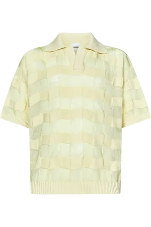 BONSAI Strik, Herre, Gul, L, Bomuld, Gul Stribet Poloshirt