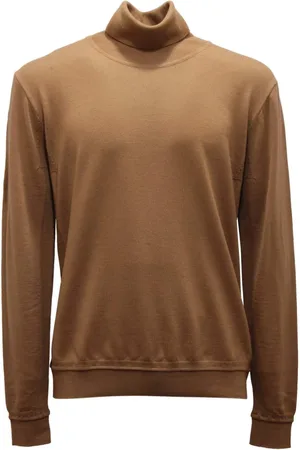 HERNO Strik, Herre, Brun, XL, Uld, Turtleneck Sweater i ren uld