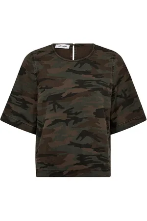 Co`Couture Top, Dame, Grøn, S, Denim, Camouflage Denim Bluse
