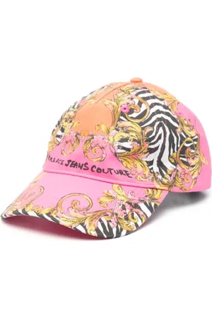 VERSACE Tilbehør, Dame, Flerfarvet, ONE SIZE, Pink Animalier Hat - Modig og Feminin