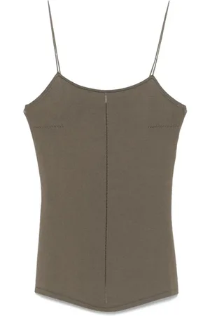 LEMAIRE Top, Dame, Grøn, XS, Uld, Khaki Uld Tank Top med Stropper