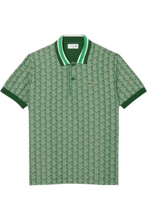 Lacoste Top, Herre, Grøn, L, Bomuld, Klassisk Polo med Jacquard Design