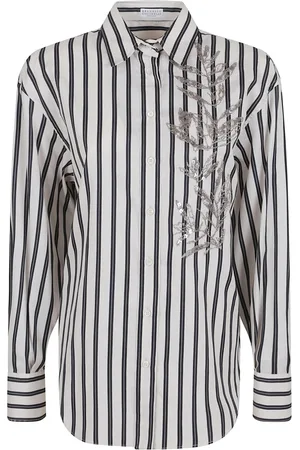 Brunello Cucinelli Bluser & Skjorter, Dame, Sort, XS, Bomuld, Sort Bomuld-Silke Skjorte Elegant Afslappet Stil