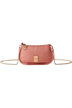 Borbonese Taske, Dame, Lyserød, ONE SIZE, Læder, Mini stof crossbody taske med læderdetaljer