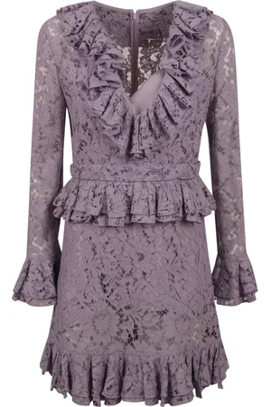 VALENTINO GARAVANI Kjole, Dame, Lilla, XS, Uld, Blomsterblonde Ruffle Kjole