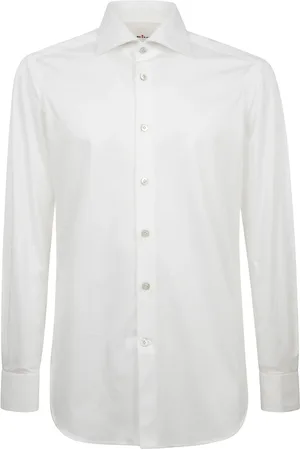 Kiton Skjorte, Herre, Hvid, M, Bomuld, Regular Fit Fransk Krave Skjorte