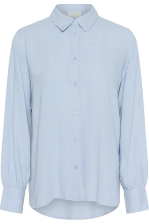 Kaffe Bluser & Skjorter, Dame, Blå, 3XL, Blød Chambray Skjortebluse