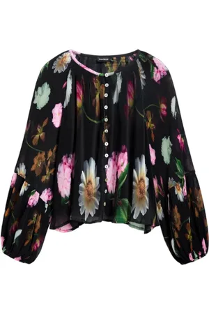 Desigual Bluser & Skjorter, Dame, Flerfarvet, S, Polyester, Blomstret Button-Up Bluse