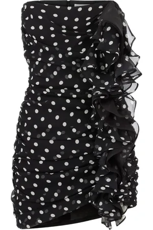 Nina Ricci Kjole, Dame, Sort, XS, Polyester, Polkaprikker Bustier Mini Kjole