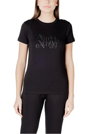 Armani Exchange Top, Dame, Sort, XS, Bomuld, Glitter Logo T-shirt