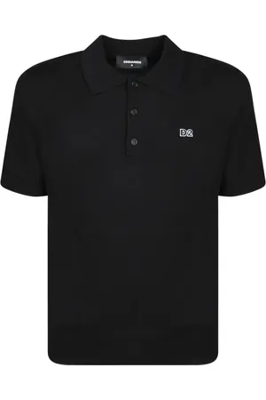 Dsquared2 Top, Herre, Sort, S, Bomuld, Sort Strikket Polo Klassisk Krave
