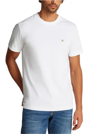 Calvin Klein Top, Herre, Hvid, S, Bomuld, Hvid Bomulds T-shirt med Korte Ærmer