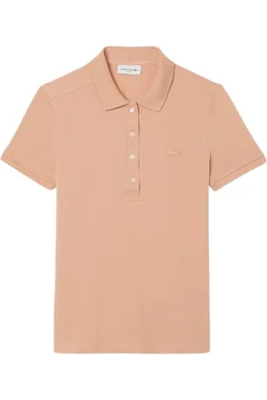 Lacoste Top, Dame, Lyserød, L, Bomuld, Ribbet finish bomuld polo skjorte