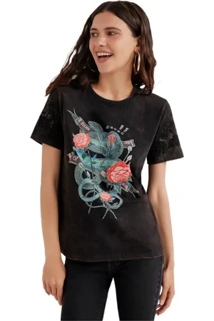 Desigual Top, Dame, Sort, XS, Uld, T-shirts-udskrivning