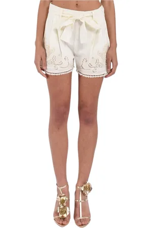 Twin-Set Shorts, Dame, Hvid, S, Bomuld, Broderede bomuldsshorts med passamanterie