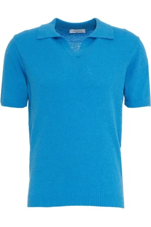 Gender Strik, Herre, Blå, XL, Uld, Blå Terry Skjorte med Krave