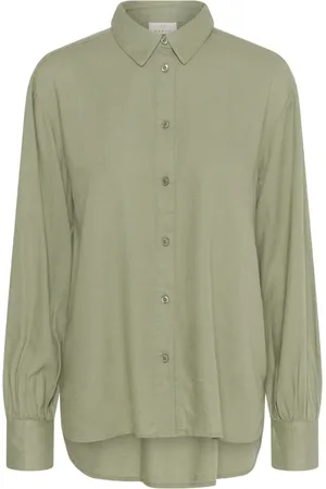 Kaffe Bluser & Skjorter, Dame, Grøn, 3XL, Grøn Skjortebluse Kamilia Stil