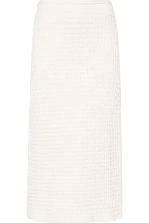 Jil Sander Nederdel, Dame, Hvid, S, Tyl, Hvid Midi Nederdel