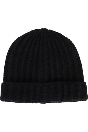 Maison Margiela Tilbehør, Herre, Sort, M, Ribbet Sort Beanie Hat
