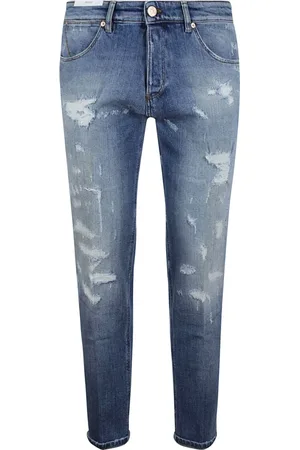 PT Torino Jeans, Herre, Blå, W32, Bomuld, Ripped Slim Fit Jeans