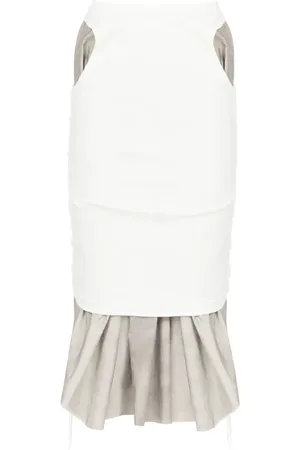 Maison Margiela Nederdel, Dame, Hvid, M, Hvid Grå Midi Nederdel
