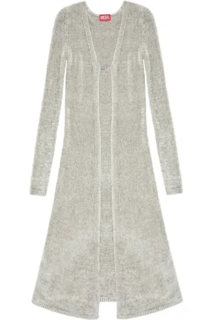 Diesel Strik, Dame, Grå, XS, Uld, Grå Logo Cardigan