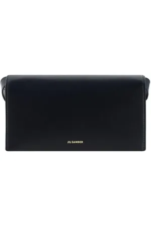 Jil Sander Taske, Dame, Sort, ONE SIZE, Uld, Geometrisk Skuldertaske med Justerbar Strop