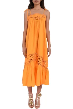 Twin-Set Kjole, Dame, , L, Bomuld, Lang poplin sangallo kjole