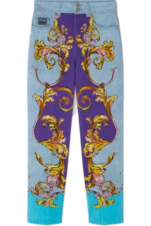 VERSACE Jeans, Dame, Flerfarvet, W26, Slim Outline Barocco Jeans